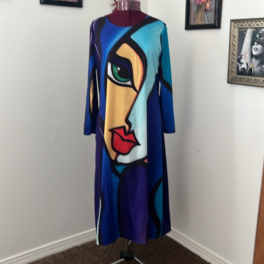 Face artsy, long sale colorful unique dress - Picture 4 of 11